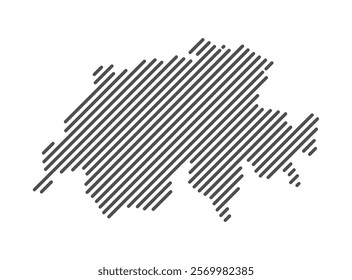 Switzerland - Map of the country formed by lines. Set of vector illustrations