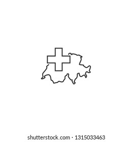 Switzerland map with Cross - vector icon