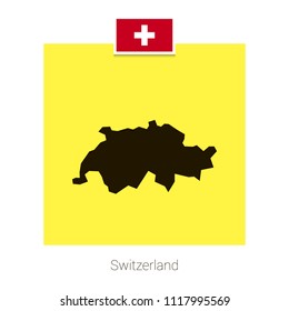 Switzerland map design with flag and yellow background vector