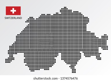 Switzerland map design square with flag Switzerland. 