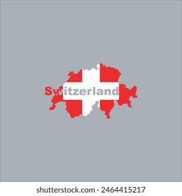 Mapa de Suiza y diseño de colores de la bandera sobre fondo gris