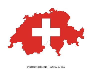 Switzerland map with flag inside