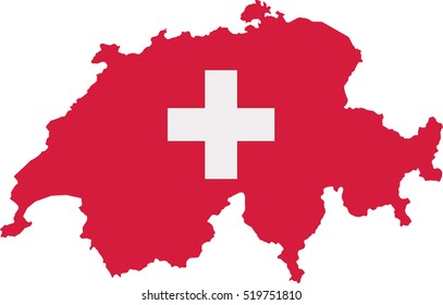 Switzerland map with flag in two colors