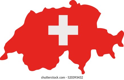 Switzerland map with flag in two colors