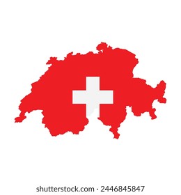 Switzerland Map And Switzerland Flag Vector Design.
