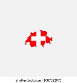 Switzerland Map and Flag of Vector Illustration