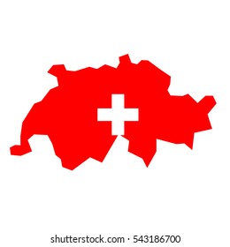 Switzerland map and flag in white background