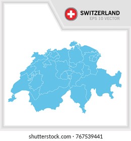Switzerland map and flag in white background