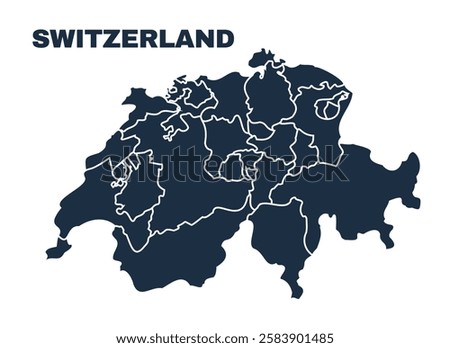 Switzerland map flat border outline vector