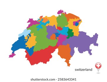 
switzerland map flat color vector design