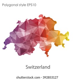 Switzerland map in geometric polygonal style. Abstract gems triangle,modern design background.
