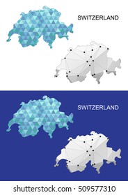 Switzerland map in geometric polygonal style. Abstract gems triangle.