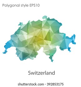 Switzerland map in geometric polygonal style.Abstract gems triangle,modern design background.