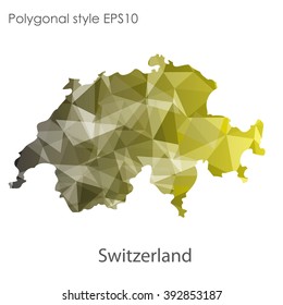 Switzerland map in geometric polygonal style.Abstract gems triangle,modern design background.