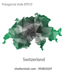 Switzerland map in geometric polygonal style.Abstract gems triangle,modern design background.
