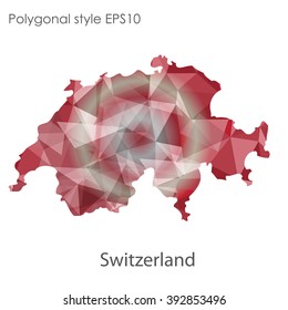 Switzerland map in geometric polygonal style.Abstract gems triangle,modern design background.