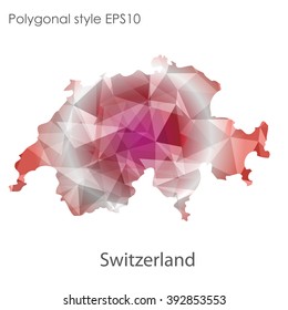 Switzerland map in geometric polygonal style.Abstract gems triangle,modern design background.