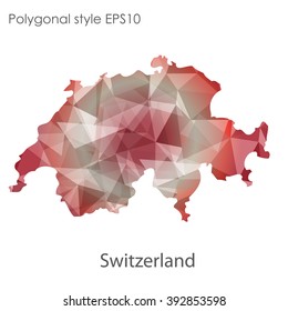 Switzerland map in geometric polygonal style.Abstract gems triangle,modern design background.