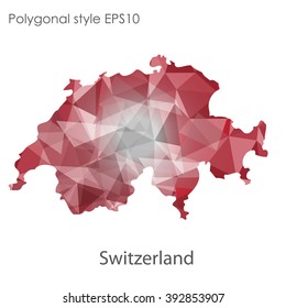 Switzerland map in geometric polygonal style.Abstract gems triangle,modern design background.
