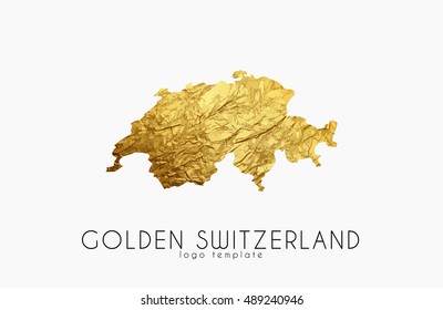 Switzerland map. Golden Switzerland logo. Creative Switzerland logo design