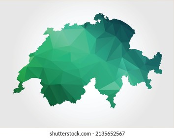 Schweiz Karte Grüne Farbe auf weißem Hintergrund, polygonal