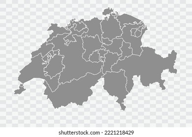 Switzerland Map grey Color on White Background  Png