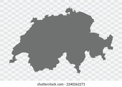 Switzerland Map grey Color on White no demarcation line Background  Png