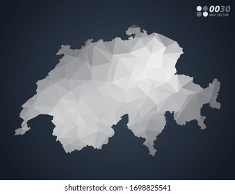 Switzerland map grey polygon red triangle mosaic with dark background. style gradient vector.