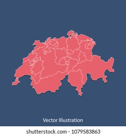 Switzerland map - High detailed color map of Switzerland. flat design style, clean and modern. Vector illustration eps 10