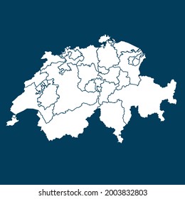 Switzerland map High Detailed on green background. white color . Abstract design vector illustration eps 10
