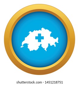 Switzerland map icon blue vector isolated on white background for any design