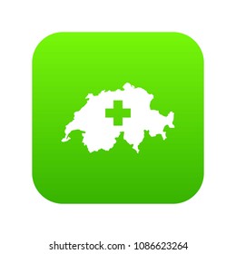 Switzerland map icon digital green for any design isolated on white vector illustration