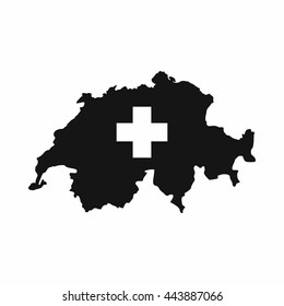 Switzerland map icon in simple style isolated on white background