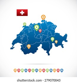 Switzerland Map with Icons