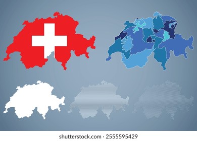 Switzerland Map Illustration Colorful Infographic Template