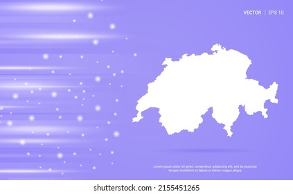 Mapa de Suiza aislado en el fondo morado. Ilustración vectorial.