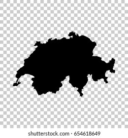 Switzerland map isolated on transparent background. Black map for your design. Vector illustration, easy to edit.