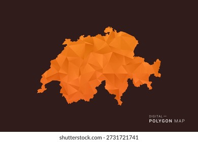 Schweiz Karte - Low-Poly-Polygon-Vektor, geometrische dreieckige Silhouette in Orange und dunklen Brauntönen, sauber modernen Infografik-Stil, isolierter Hintergrund.