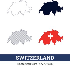 Schweiz Karte mit Nationalflagge Vektor