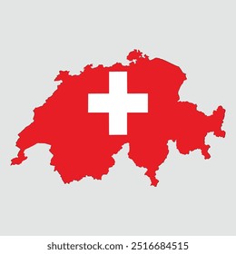 Mapa de Suiza con bandera nacional. Ilustración vectorial	