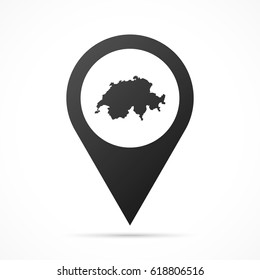 Switzerland Map on location pin. Map pointer isolated on a white background.
Conceptual vector illustration.