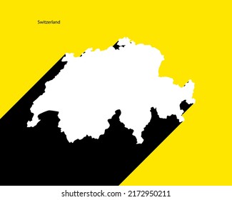 Schweiz Karte auf Retro-Poster mit langem Schatten. Vintage-Zeichen leicht zu bearbeiten, zu manipulieren, zu verändern oder zu verfärben.