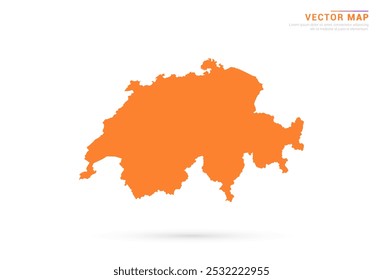 Mapa de Suiza - Estilo abstracto anaranjado aislado en el Vector de fondo blanco.
