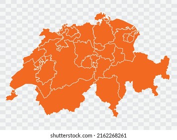 Switzerland map orange Color on White Backgound  illustration eps 10