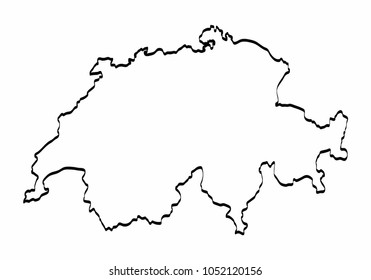 Switzerland Map Outline Graphic Freehand Drawing Stock Vector (Royalty ...