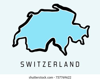 Switzerland map outline - smooth simplified country shape map vector.