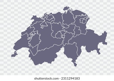 Switzerland Map pewter Color on White Background quality files Png