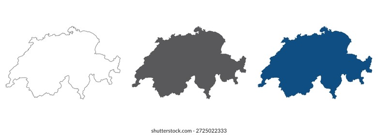Schweiz Karte einfarbig gesetzt. Karte von Schweizer in leerem Set.