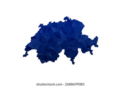 Mapa da Suíça - Ilustração do vetor estilo polígono em gradiente azul escuro, baixo projeto geométrico poly, isolado no fundo branco para infográficos e educação.