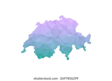 Ilustração do vetor estilo polígono do mapa da Suíça em gradiente roxo e ciano, baixo projeto geométrico da poly, isolado no fundo branco para infográficos e projetos.